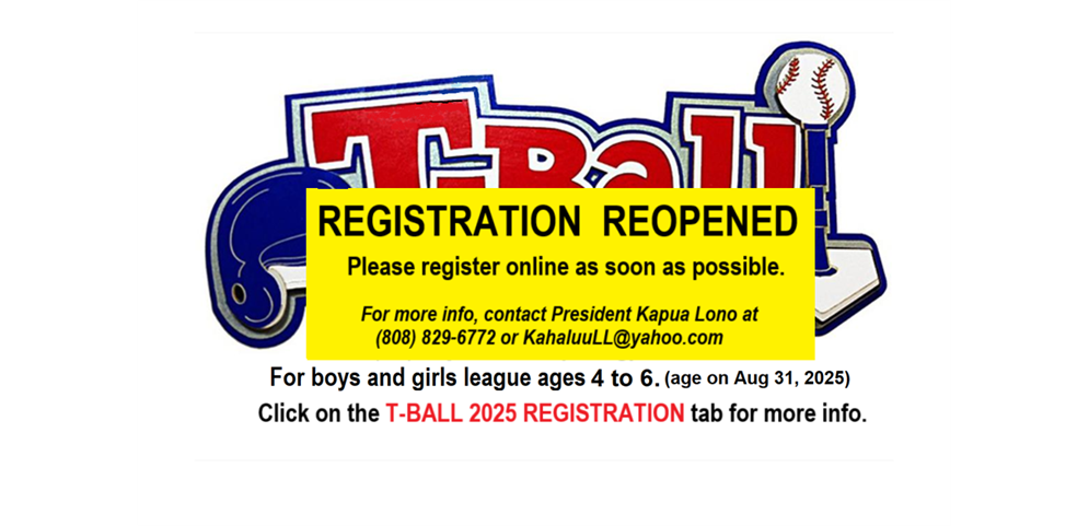 T-Ball Registration 2025 - REOPENED